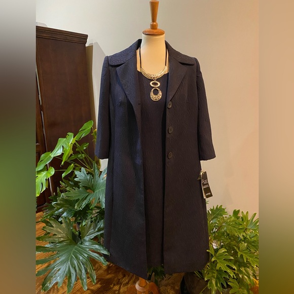 Navy Blue 2-Piece Jacket Dress Size 8 by Kasper - Picture 1 of 9